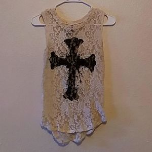 Lace cross tank sz S